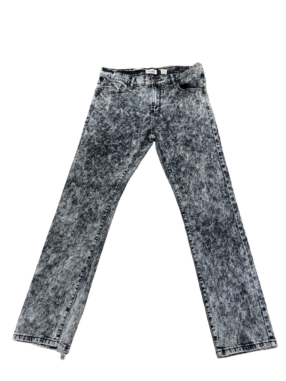 Men's Acid Wash Grunge Retro Straight-Leg Jeans - Black/Gray Size 34